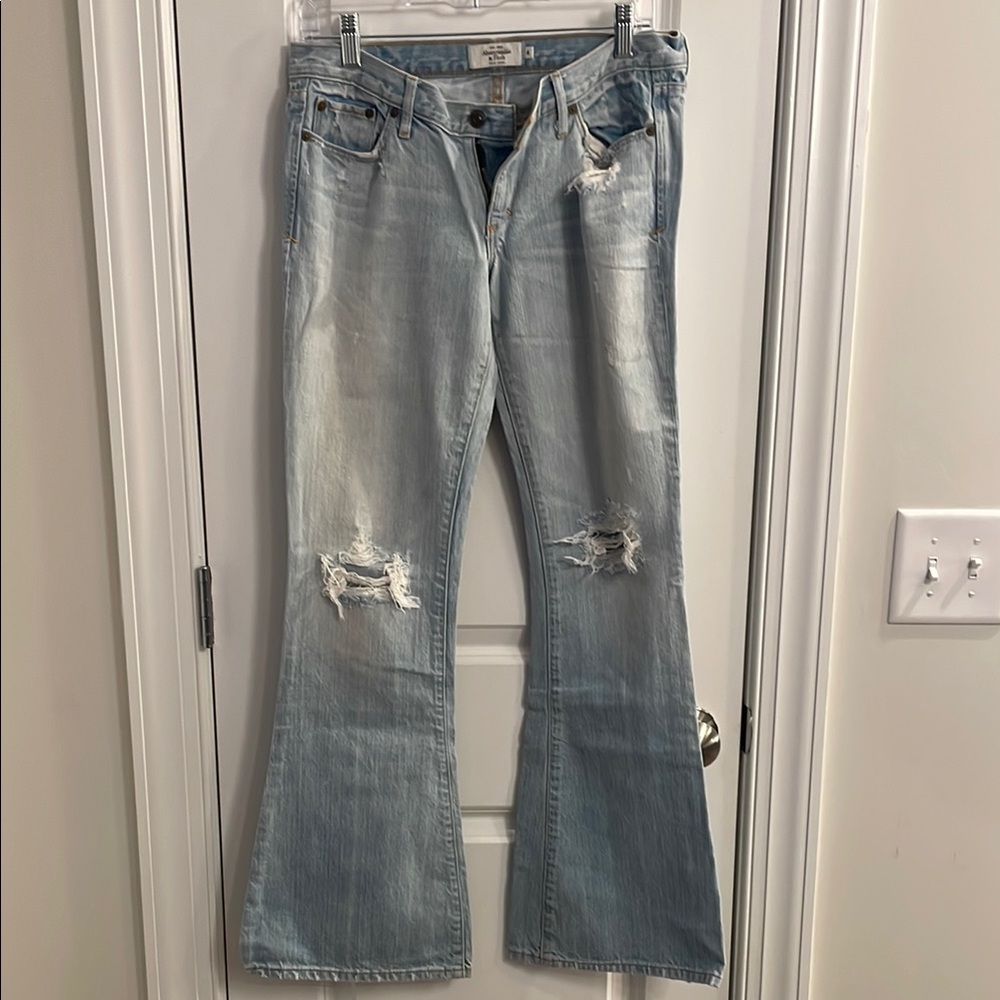 Light Blue Distressed Flare Jeans